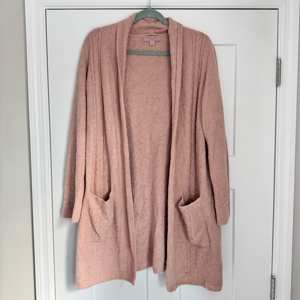 Barefoot Dreams CozyChic Lite Soft Essential Cable Knit Open Cardigan